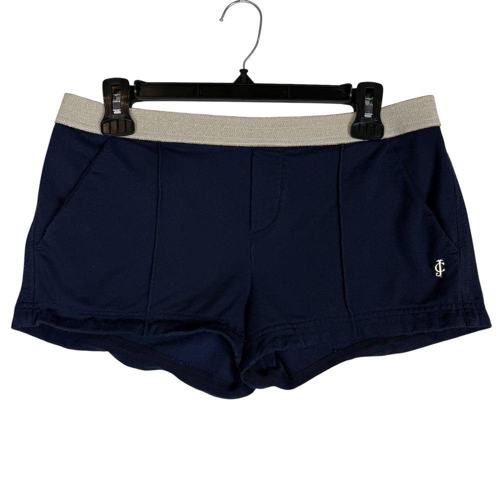Juicy Couture Shorts Womens Small Blue French Terry Elastic Waist Logo Casual
